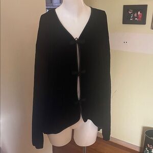 Express Tricot Vintage Black Velour/Knit Cardigan with Toggle Closures